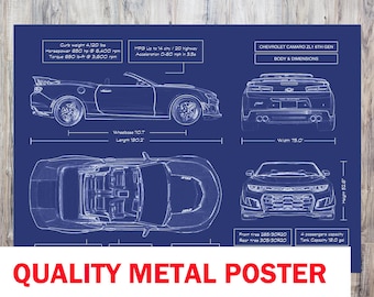 Chevrolet Camaro ZL1 6th Gen Convertible Metal Poster – 2016–2020 Muscle Car Wall Art, Custom Gift for Doctors, Gearheads & Car Enthusiasts