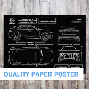 Audi Q8 1st Generation | 2019 - 2023 | Print in Black | Non Framed Car Wall Art | Car Enthusiast Gift 210 GSM Paper