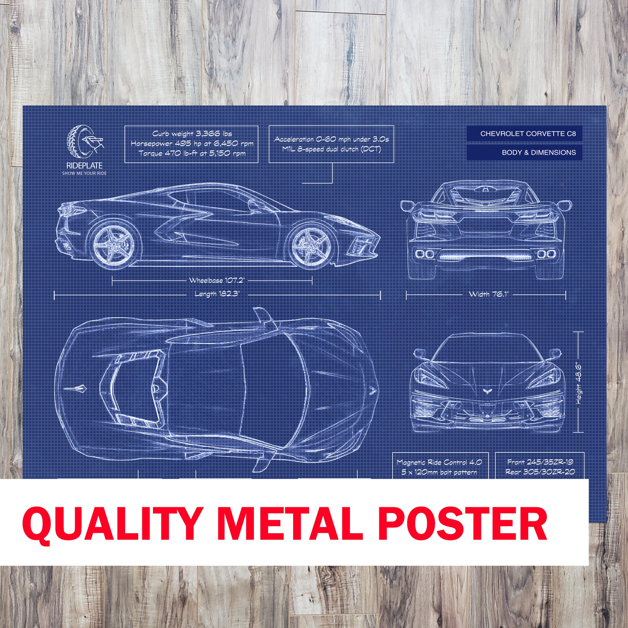 Chevrolet Corvette 2020 C8 | Personalized Car Wall Art ...
