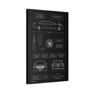 Donald Trump - The Beast Limousine Canvas in Black | Republican Gift for Him | Automotive Trump Wall Art | MAGA Cadillac Car Enthusiast Gift image 1