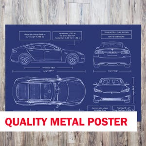 Tesla Model S Plaid 3rd Generation Metal Poster – 2021–2023 Electric Performance Sedan Automotive Gift for Doctors, Lawyers & Entrepreneurs