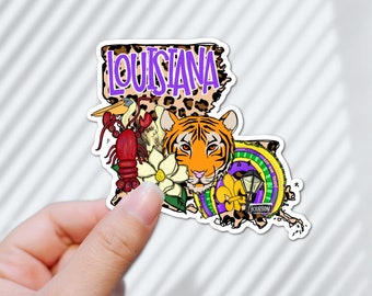 Louisiana State Icons Sticker; Louisiana Decal