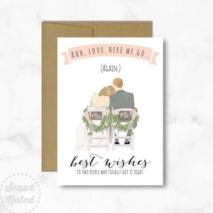 Funny Wedding Card; Second Wedding Card; Here we go again; Funny Greeting Card; Card for Bride and Groom; Funny Third Wedding Card