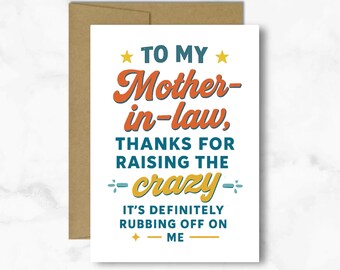 Funny Mother-In-Law Card: Humorous Greeting Card