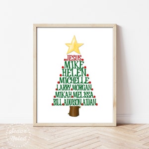Impresión personalizada con el nombre del árbol de Navidad familiar