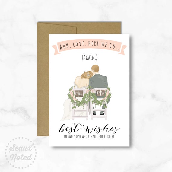 Funny Wedding Card Second Wedding Card Here We Go Again - Etsy Australia Funny Wedding Card Second Wedding Card Here We Go Again - Etsy Australia