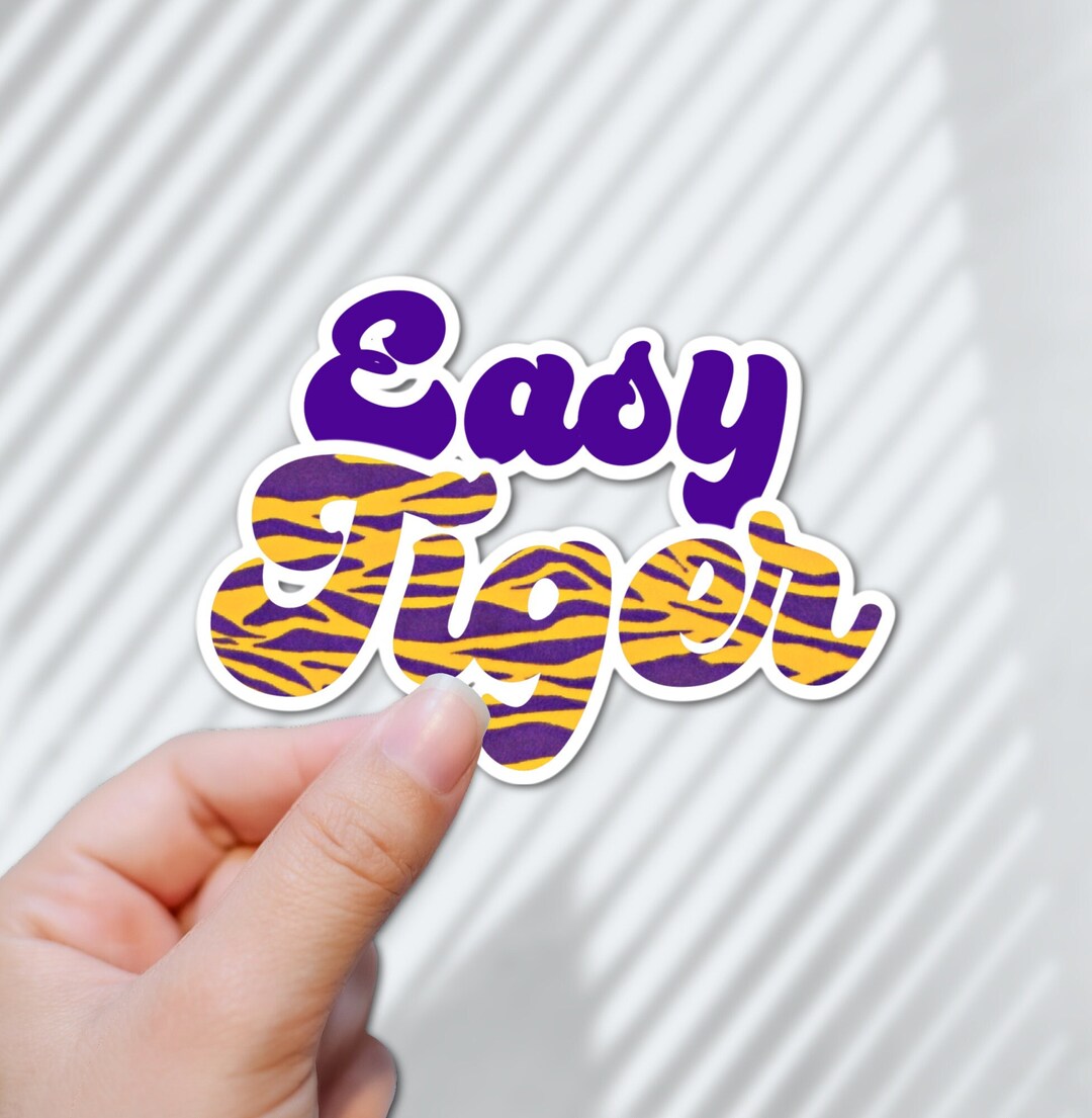 Easy Tiger Sticker / Purple and Gold Decal for Tiger Fans - Etsy