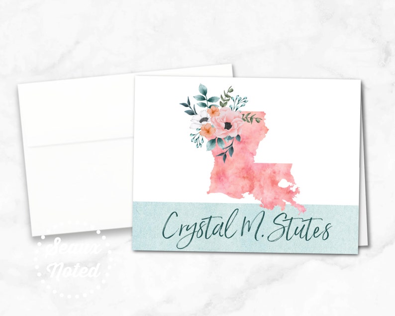 State Note Cards Personalized State Notecards; Graduation Gift; Watercolor State ...