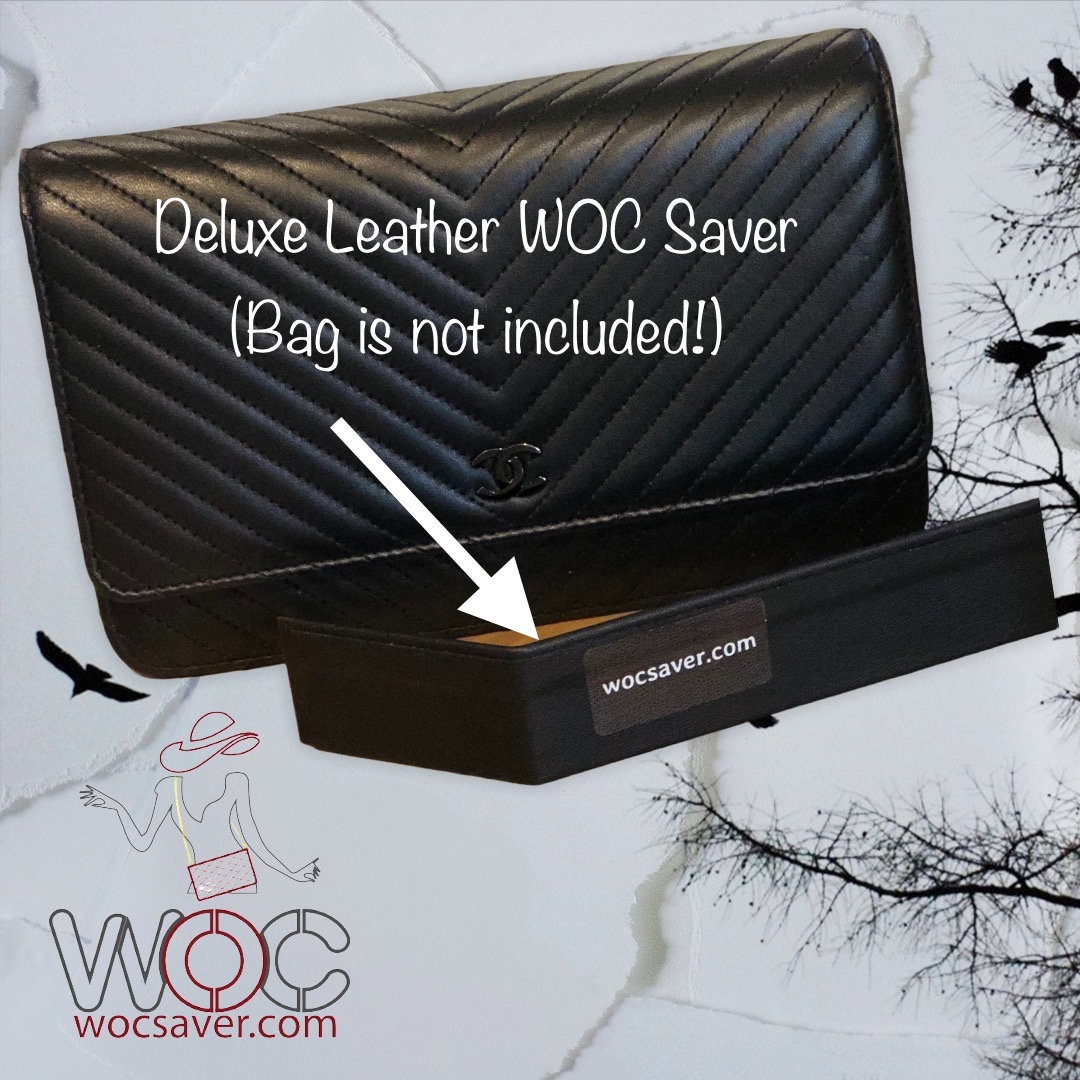 Woc Shaper with Wings, Italian Leather Base Shaper, Saver and Insert for Wallet on Chain Bags, Full Grain Italian Leather (Wine)