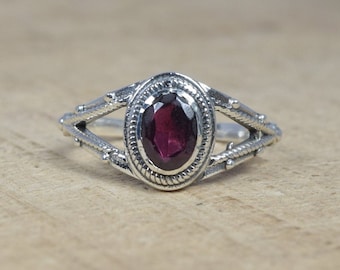 Red Garnet Sterling Silver Ring: January Birthstone Jewelry
