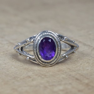 Cut Purple Amethyst 925 Sterling Silver Amethyst Gemstone Natural Jewelry Designer Ring ~ February Month Birthstone ~ Gift For Valentine Day