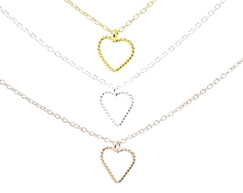 Solid Gold Heart Necklace: 9k/14k/18k Love Charm Pendant