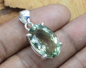 Green Amethyst 925 Sterling Silver Natural Faceted Gemstone Pendant ~ Natural Stone ~ Handmade Jewelry ~ Amethyst ~ Gift For Anniversary