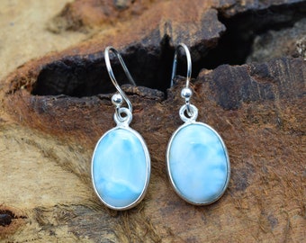 Larimar Semi Precious Stone Earring Larimar Earrings Teardrop Earring Larimar ETSY Boho Earrings 925 Sterling Solid Silver Earring