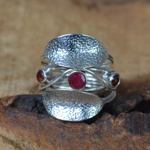 Red Garnet 925 Sterling Silver Ruby Gemstone Jewelry Ring