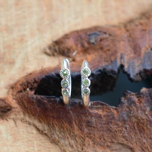 Green Peridot 925 Sterling Silver Natural Faceted Gemstone Hoop Earring ~ Handmade Jewelry ~ August Month Birthstone ~ Gift For Her