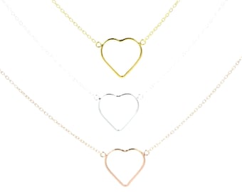 Solid Gold Heart Necklace: 9k/14k/18k Love Charm Pendant