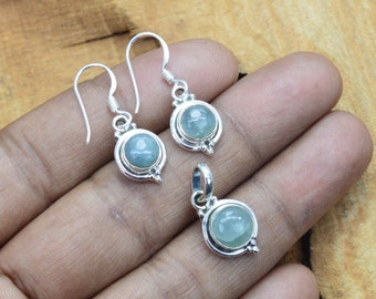 Handmade Aquamarine 925 Sterling Silver Jewelry Set