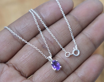 Paarse amethist 925 sterlingzilveren gefacetteerde edelsteenhanger met of zonder ketting