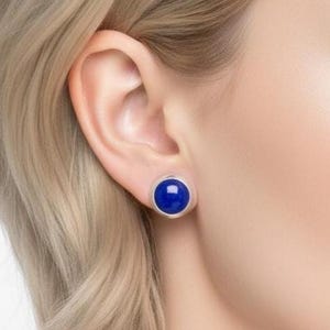 Blaue Lapis Lazuli Ohrstecker: 925 Sterling Silber, 8 mm