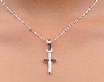 925 Sterling Silver Cross Pendant, High Polish Smooth Crucifix Charm