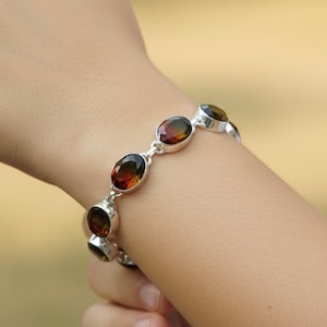 Wassermelonen Quarz 925 Sterling Silber Oval Edelstein Silber verstellbar Armband ~ handgemachter Schmuck