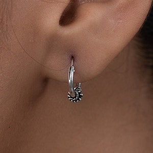 Silver Bali Hoop Earring 925 Sterling Silver 1 Pair Hoop Earring ~ Handmade Jewelry ~ Designer Bali Hoop ~ Gift For Christmas