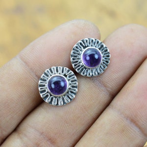 Purple Amethyst 925 Sterling Silver 1 Pair Stud Earring