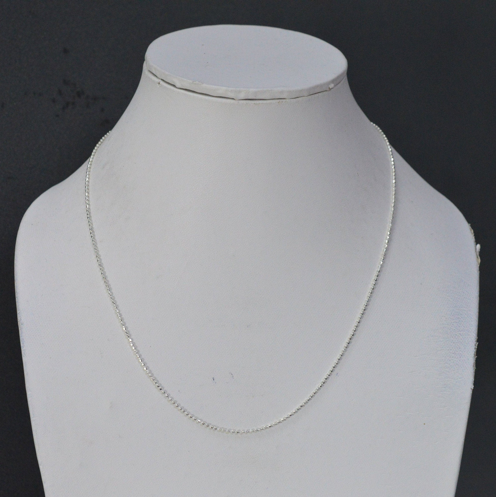 Fine Beaded Chain Necklace Adjustable 41-46cm/16-18' in Sterling Silver