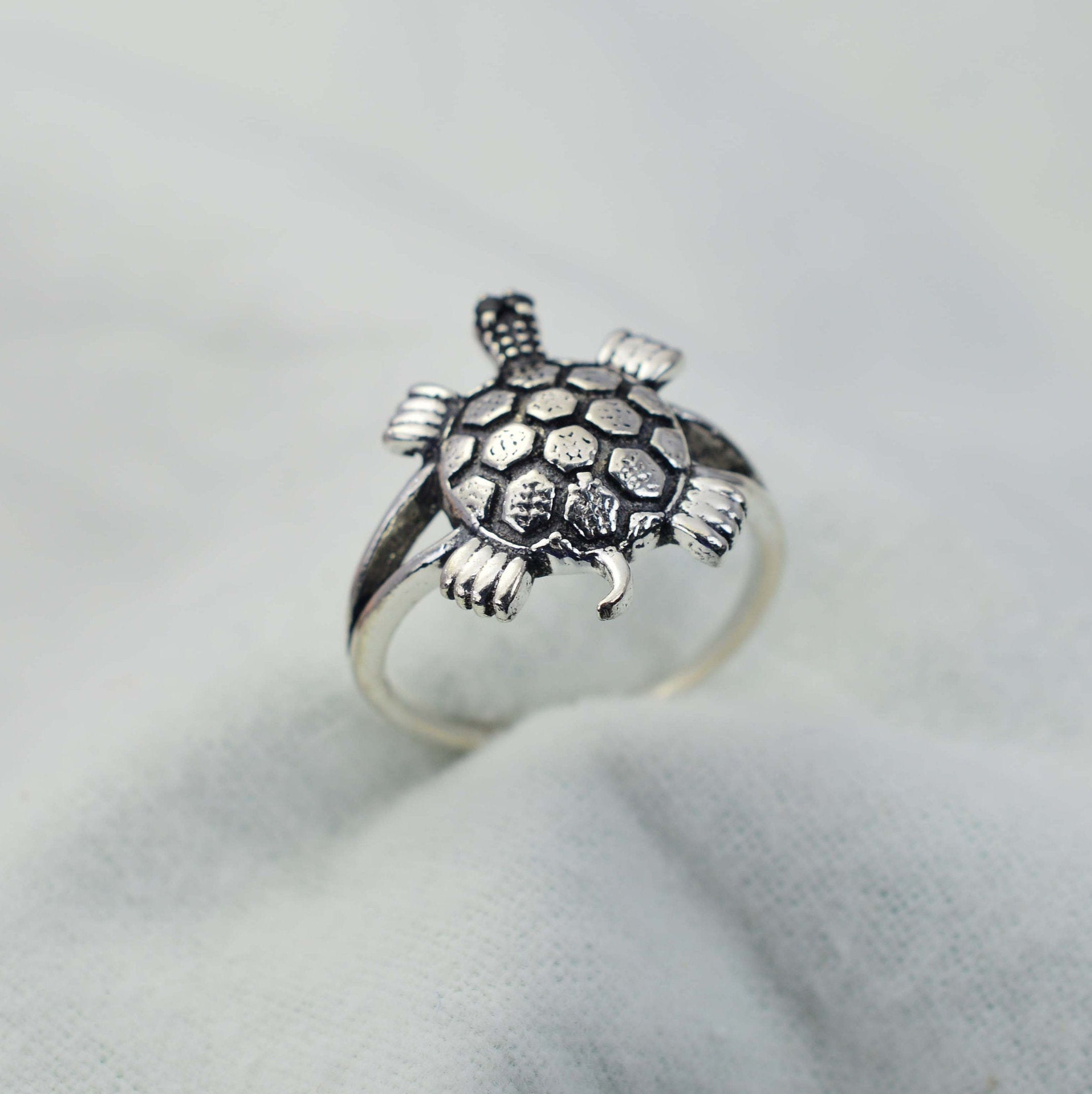 Plain 925 Sterling Silver Turtle Ring - Etsy UK