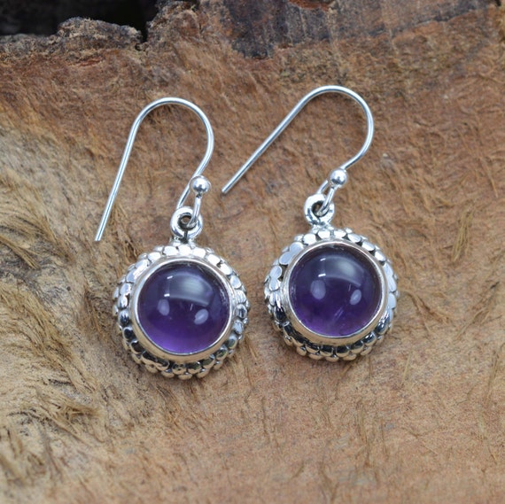 Orecchini A Perno In Argento Sterling 925 Con Ametista Naturale Viola 4mm - Fatto A Mano, Idea Regalo - Foto 3