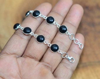Black Onyx 925 Sterling Silver Gemstone Jewelry Adjustable Bracelet ~ 10 Gemstone Jewelry