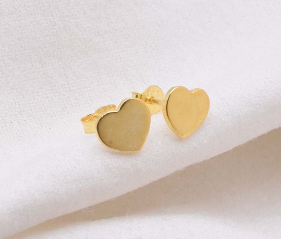 Solid Gold 9k/14k/18k Tiny Heart 1 PAIR Stud Earring ~ Gold