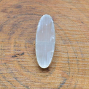 Rough Selenite 925 Sterling Silver Gemstone Jewelry Ring ~ Handmade Jewelry ~ Oval Shape Ring ~ Gift For Anniversary