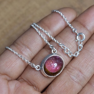 Pink Tourmaline 925 Sterling Silver Natural Gemstone Pink Necklace ~ Elegant Necklace ~ October Month Birthstone ~ Gift For Anniversary