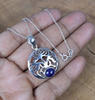 Collana Albero Della Vita In Argento 925 Con Tanzanite: Ciondolo Portafortuna Per Dicembre, Regalo Donna