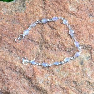 White Rainbow Moonstone 925 Sterling Silver Jewelry Adjustable Bracelets image 8