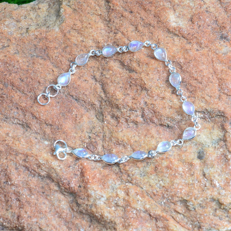 White Rainbow Moonstone 925 Sterling Silver Jewelry Adjustable Bracelets image 8