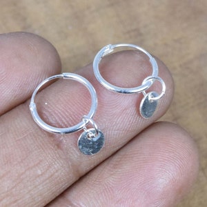 Silver Dot Hoop Earring 925 Sterling Silver Round Designer 1 PAIR Earring Jewelry ~ Handmade Jewelry ~ Simple Hoops ~ Gift For Christmas
