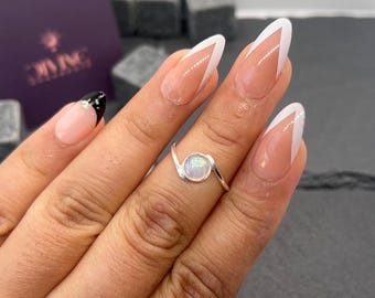 Rainbow Moonstone Sterling Silver Ring: Calming Gemstone Jewelry