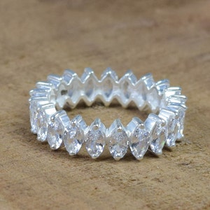 Cubic Zirconia 925 Sterling Silver Gemstone Marquise Shape Elegant Ring ~ New Collection ~ Cubic Zirconia ~ Gift For Christmas ~ UK Jewelry
