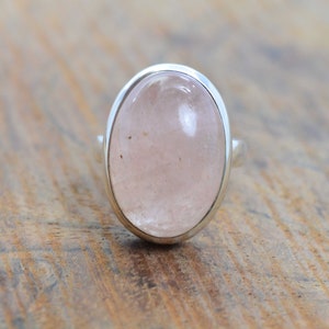 Pink Morganite 925 Sterling Silver Gemstone Ring ~ Natural Morganite Jewelry Ring Size US- 6/ UK- L
