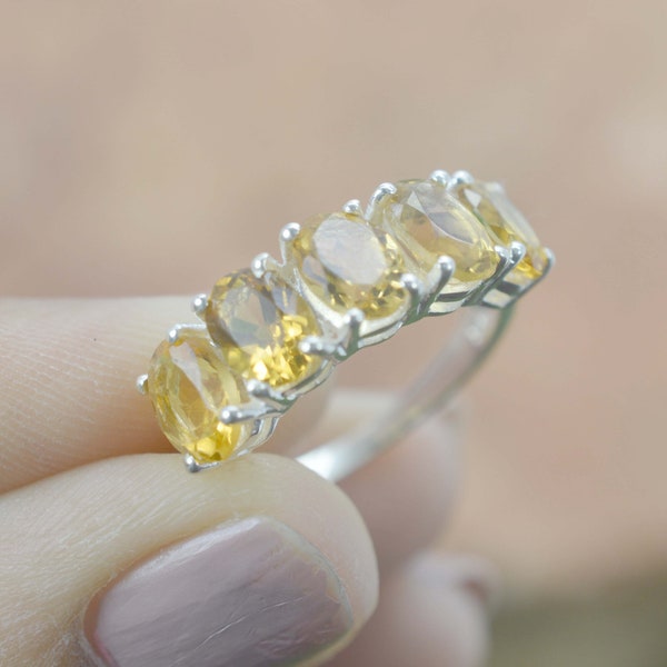Yellow Citrine 925 Sterling Silver Gemstone Ring