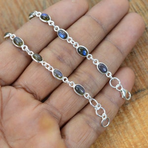 Labradorite 925 Sterling Silver Adjustable Bracelet
