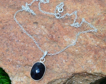 Black Onyx 925 Sterling Silver Oval Shape Handmade Jewelry Pendant w/ or w/o chain