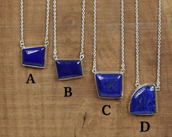 Blauwe sterlingzilveren lapis lazuli-ketting: geboortesteen december