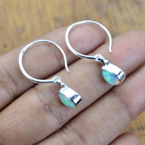 Ethiopian Opal Earrings: Handmade Sterling Silver Hoop Earring
