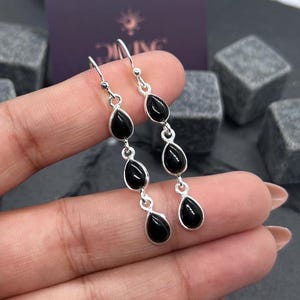 Silver Black Onyx 925 Silver Onyx Earring Gemstone Jewelry Hook Earring