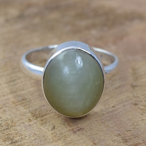 Cats Eye 925 Sterling Silver Gemstone Oval Simple Big Ring ~ Handmade Jewelry ~ Unisex Ring for both Men and Women ~ Gift For Valentine day