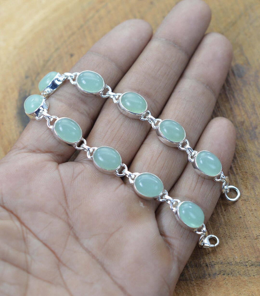 Silver chalcedony bracelet deals